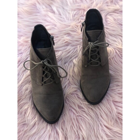 Franco Sarto Annabelle Womens Suede Leather Wedge Ankle Boots Gray 8.5 Lace Up - Picture 2 of 4